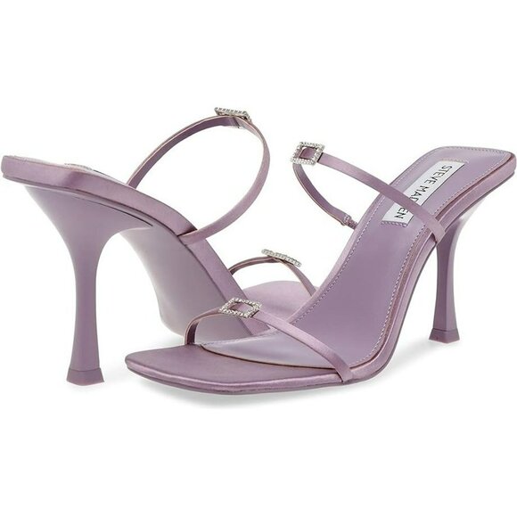 Steve Madden Aislinn Lilac Satin Strappy Rhinestone Detail Slip-On Sandals 6.5M - Picture 1 of 11